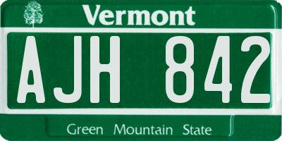 VT license plate AJH842