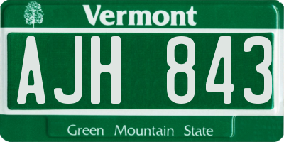 VT license plate AJH843
