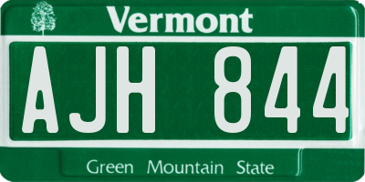 VT license plate AJH844
