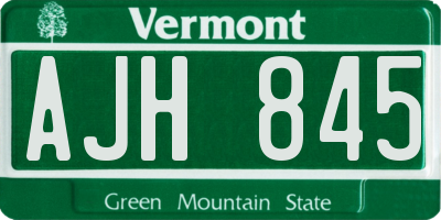 VT license plate AJH845