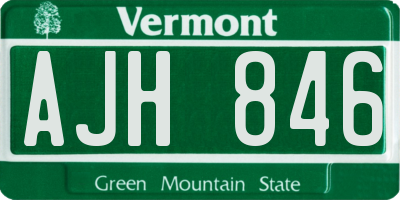 VT license plate AJH846