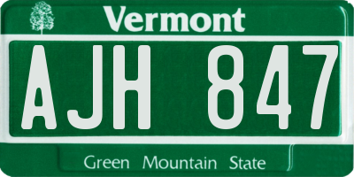 VT license plate AJH847