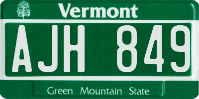 VT license plate AJH849
