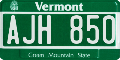 VT license plate AJH850