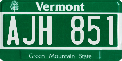 VT license plate AJH851
