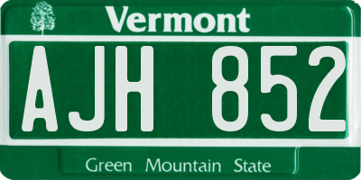 VT license plate AJH852