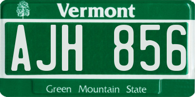 VT license plate AJH856