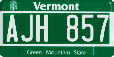 VT license plate AJH857