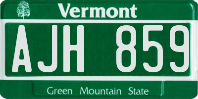 VT license plate AJH859
