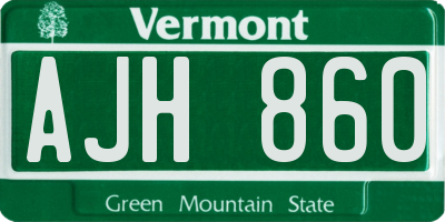 VT license plate AJH860
