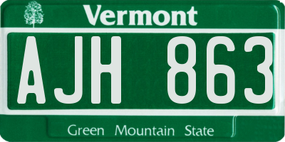 VT license plate AJH863