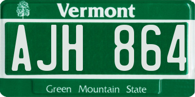 VT license plate AJH864