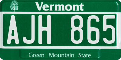 VT license plate AJH865