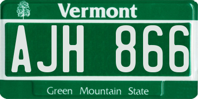 VT license plate AJH866