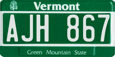 VT license plate AJH867