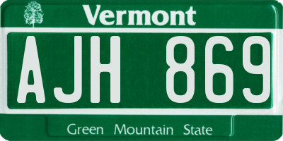 VT license plate AJH869