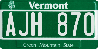 VT license plate AJH870
