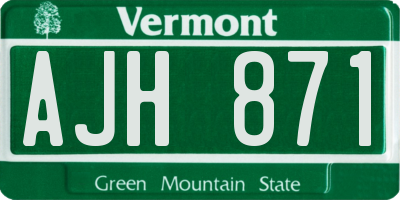 VT license plate AJH871