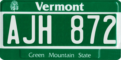 VT license plate AJH872