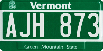 VT license plate AJH873