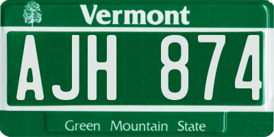 VT license plate AJH874