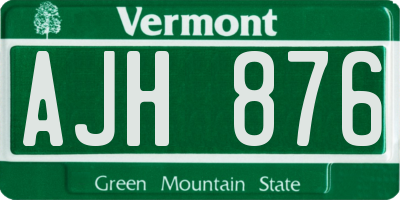 VT license plate AJH876