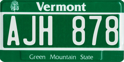 VT license plate AJH878