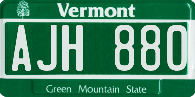 VT license plate AJH880