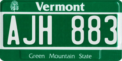 VT license plate AJH883