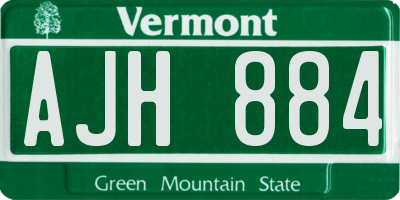 VT license plate AJH884