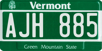 VT license plate AJH885