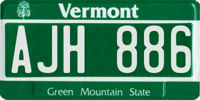 VT license plate AJH886