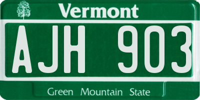 VT license plate AJH903