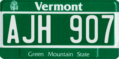 VT license plate AJH907