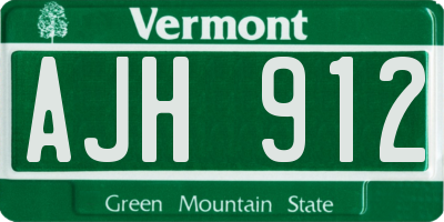 VT license plate AJH912