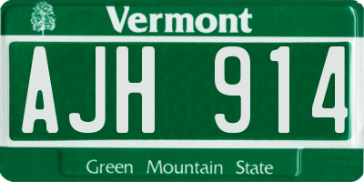 VT license plate AJH914