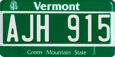 VT license plate AJH915