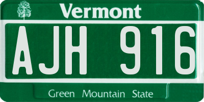 VT license plate AJH916