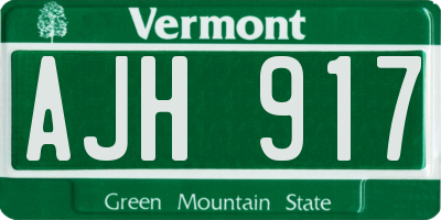 VT license plate AJH917