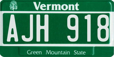 VT license plate AJH918