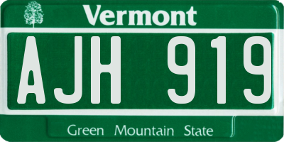 VT license plate AJH919