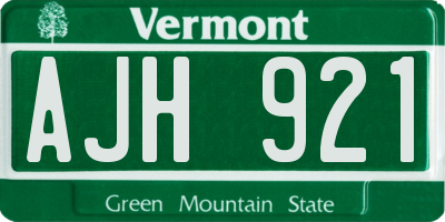 VT license plate AJH921