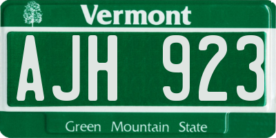 VT license plate AJH923