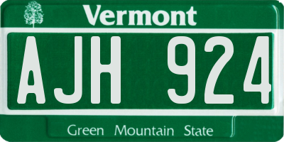 VT license plate AJH924