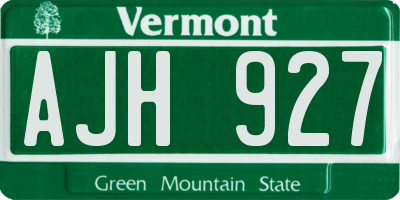 VT license plate AJH927