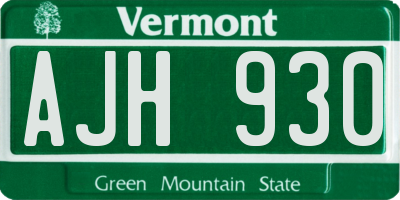 VT license plate AJH930