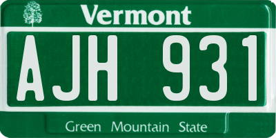 VT license plate AJH931
