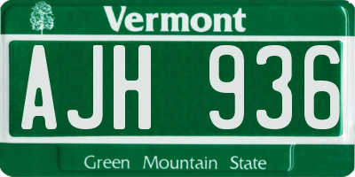 VT license plate AJH936