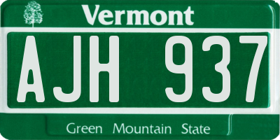 VT license plate AJH937