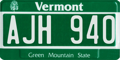 VT license plate AJH940